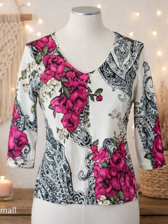 White House Black Market Sweaters - White House Black Market Rhinestone Floral Cardigan S Boho Chic Cottagecore